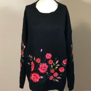 NWOT Umgee umgee Floral Black Sweater - XL
